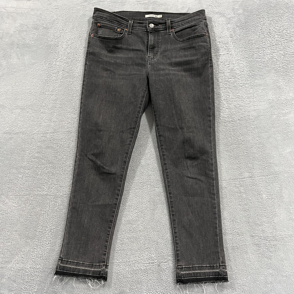 Levis Boyfriend Jeans Womens 30 Washed‎ Black Raw Hem Grunge Skater Goth Western